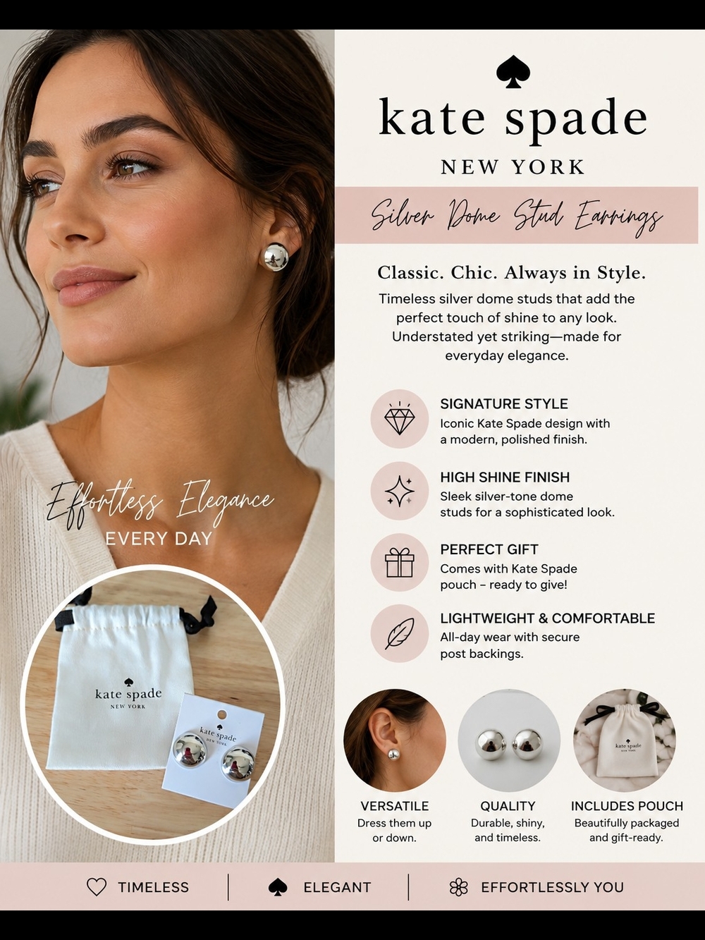 kate spade Silver Dome Stud Earrings